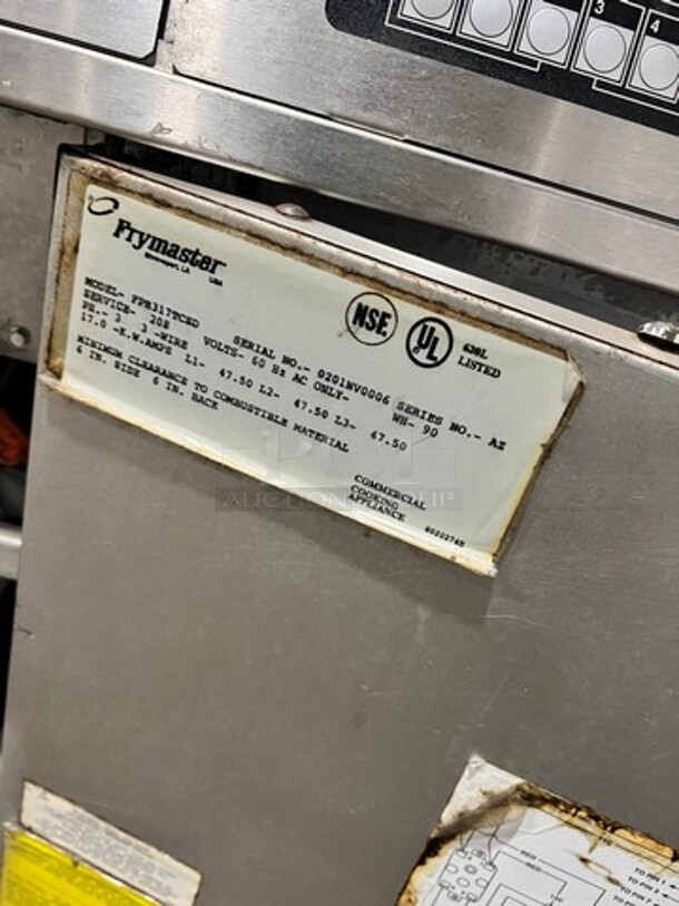 Frymaster Commercial Electric Powered 3 Bay Deep Fat Fryers! All Stainless Steel! On Casters! Model: FPH317TCSD SN: 0201NV0006 208V 60HZ 3 Phase - Image 10 of 11