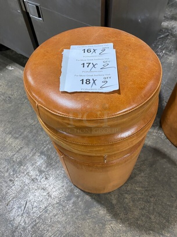 Small All Tan Cushioned Stool! 2x Your Bid! - Image 1 of 6