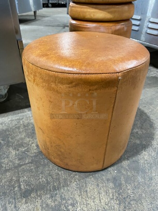 Small All Tan Cushioned Stool! 2x Your Bid! - Image 4 of 6
