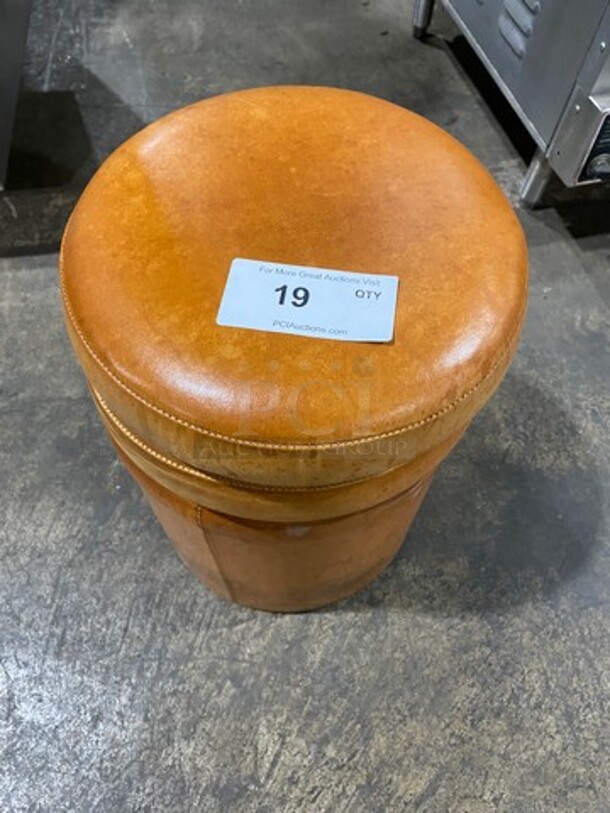 Small All Tan Cushioned Stool! - Image 1 of 7