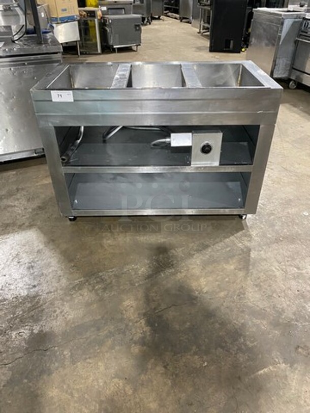 Commercial Electric Powered 3 Well Steam Table! With Storage Space Underneath! All Stainless Steel!