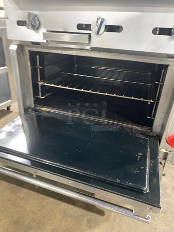 NICE! Vulcan Commercial Natural Gas Powered Flat Top Griddle! With Side Splashes! With Raised Back Splash And Salamander Shelf! All Stainless Steel! On Casters! - Image 6 of 9