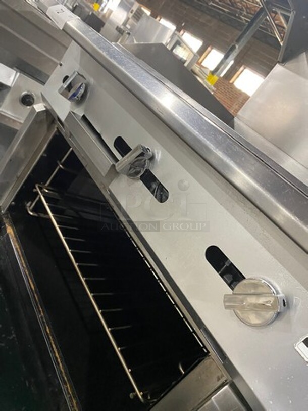 NICE! Vulcan Commercial Natural Gas Powered Flat Top Griddle! With Side Splashes! With Raised Back Splash And Salamander Shelf! All Stainless Steel! On Casters! - Image 8 of 9