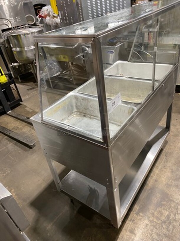 BK Resources Commercial Electric Powered 3 Well Steam Table! With Sneeze Guard! With Storage Space Underneath! All Stainless Steel! On Legs! Model: STE3120 120V 60HZ 1 Phase - Image 2 of 11