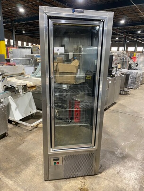 Custom Cool Commercial Single Door Reach In Cooler Merchandiser! View Through Door! With Poly Coated Racks! All Stainless Steel! Model: GDF1SC SN: J1410705 208V 60HZ 1 Phase