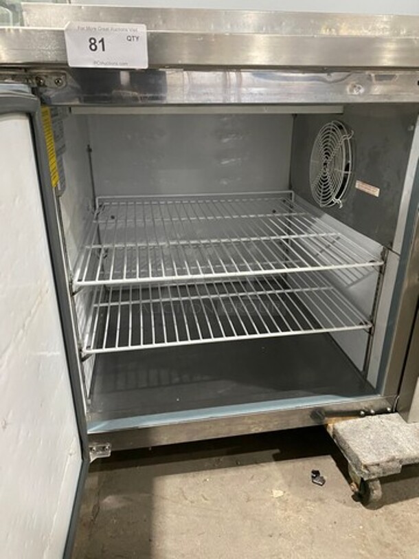 Central Commercial Refrigerated Pizza Prep Table! With Single Door Storage Space Underneath! With Poly Coated Racks! All Stainless Steel! Model: 69K013 SN: 5064981 115V 60HZ 1 Phase - Image 5 of 8