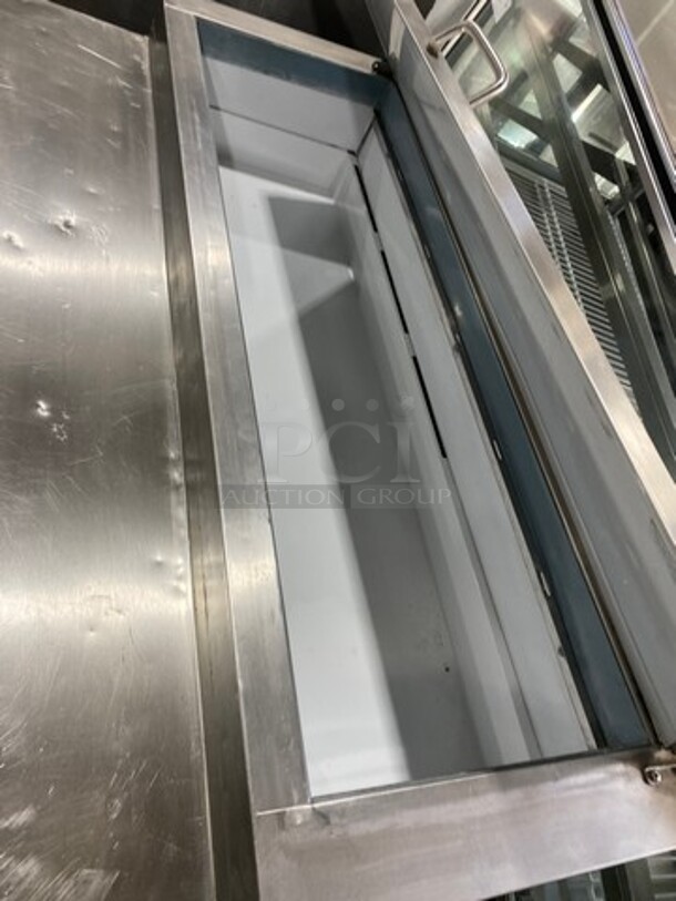 Central Commercial Refrigerated Pizza Prep Table! With Single Door Storage Space Underneath! With Poly Coated Racks! All Stainless Steel! Model: 69K013 SN: 5064981 115V 60HZ 1 Phase - Image 7 of 8