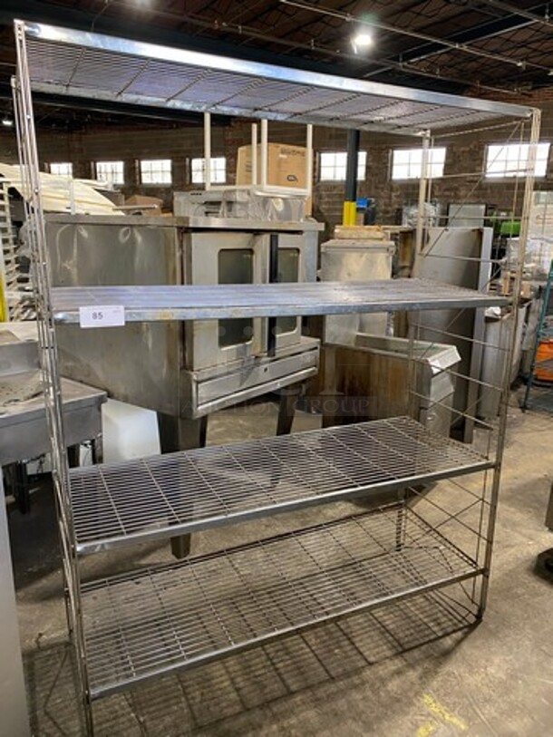 Commercial Metal 4 Tier Shelf! On Legs! BUYER MUST DISMANTLE! PCI CANNOT DISMANTLE FOR SHIPPING! PLEASE CONSIDER FREIGHT CHARGES! - Image 1 of 6