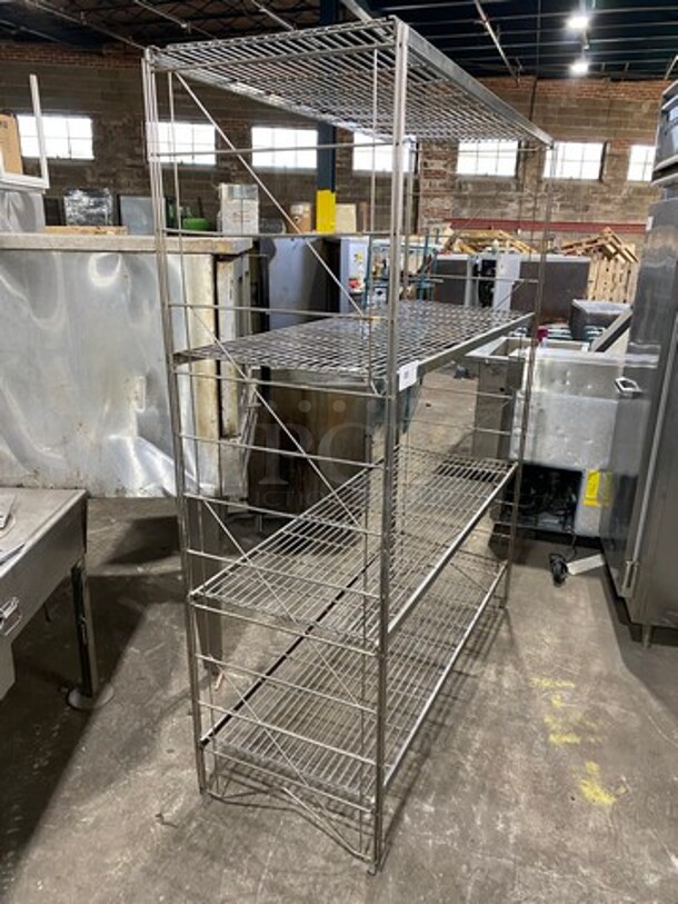 Commercial Metal 4 Tier Shelf! On Legs! BUYER MUST DISMANTLE! PCI CANNOT DISMANTLE FOR SHIPPING! PLEASE CONSIDER FREIGHT CHARGES! - Image 6 of 6