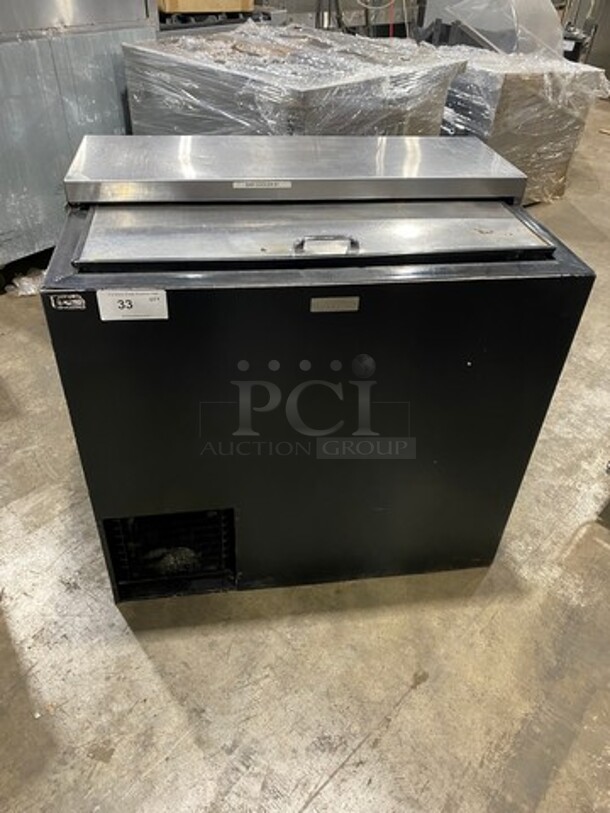 Perlick Commercial Under The Counter Beer Bottle Cooler! With Single Sliding Stainless Steel Top Door! Model: BC36 SN: 656585 115V 60HZ 1 Phase