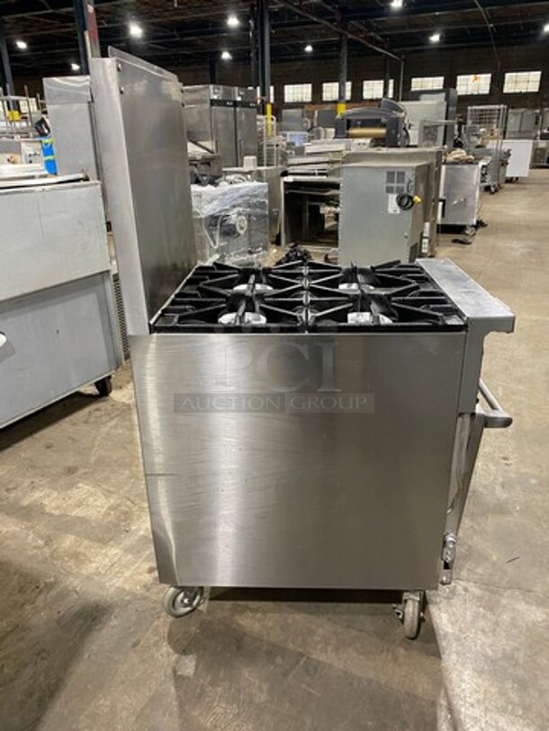 Sunfire Commercial Natural Gas Powered 4 Burner Stove! With Raised Back Splash! With Oven Underneath! All Stainless Steel! On Casters! - Image 2 of 11