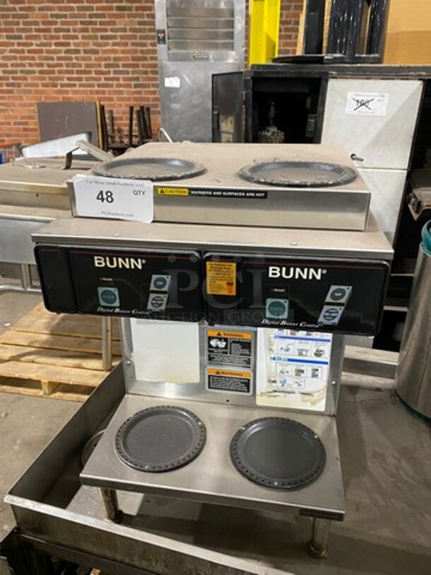 Bunn Commercial Countertop Dual Coffee Machine! With 4 Coffee Pot Warmers! All Stainless Steel! On Small Legs! Model: CDBC2/2TWIN SN: TWIN055798 120V 60HZ 1 Phase