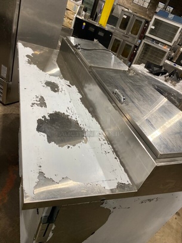 LATE MODEL! 2021 Leader Commercial Refrigerated Pizza Prep Table! With 3 Door Storage Space Underneath! All Stainless Steel! Model: ESPT72 SN: NE03R0411 115V 60HZ 1 Phase - Image 9 of 10