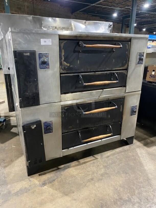 WOW! Bakers Pride Commercial Natural Gas Powered Double Deck Pizza/ Baking Oven! All Stainless Steel! On Legs! 2x Your Bid Makes One Unit! WORKING WHEN REMOVED! Model: D125 SN: F08G058 - Image 1 of 12