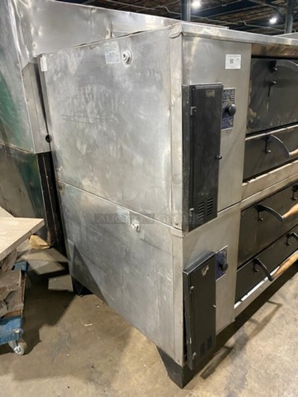 WOW! Bakers Pride Commercial Natural Gas Powered Double Deck Pizza/ Baking Oven! All Stainless Steel! On Legs! 2x Your Bid Makes One Unit! WORKING WHEN REMOVED! Model: D125 SN: F08G058 - Image 2 of 12