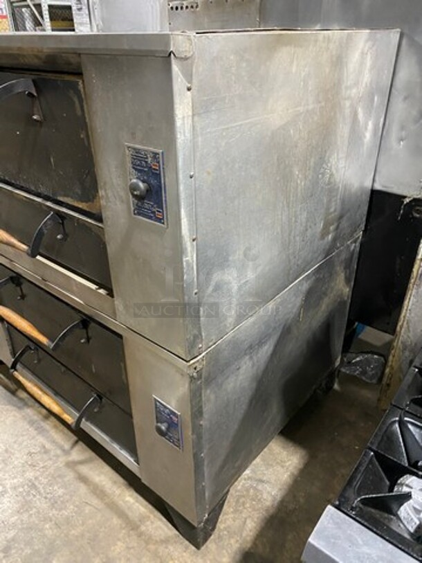 WOW! Bakers Pride Commercial Natural Gas Powered Double Deck Pizza/ Baking Oven! All Stainless Steel! On Legs! 2x Your Bid Makes One Unit! WORKING WHEN REMOVED! Model: D125 SN: F08G058 - Image 3 of 12