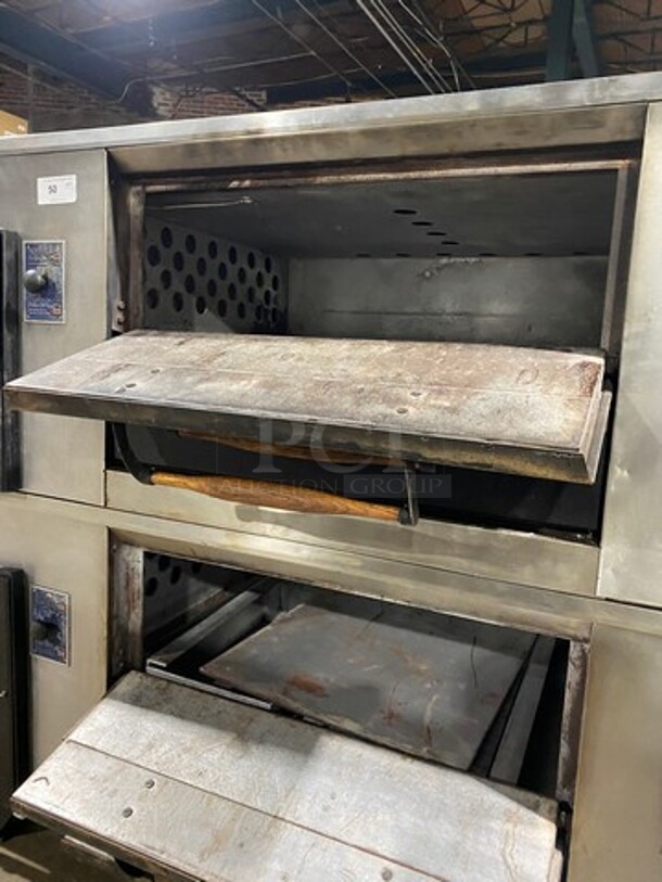 WOW! Bakers Pride Commercial Natural Gas Powered Double Deck Pizza/ Baking Oven! All Stainless Steel! On Legs! 2x Your Bid Makes One Unit! WORKING WHEN REMOVED! Model: D125 SN: F08G058 - Image 6 of 12