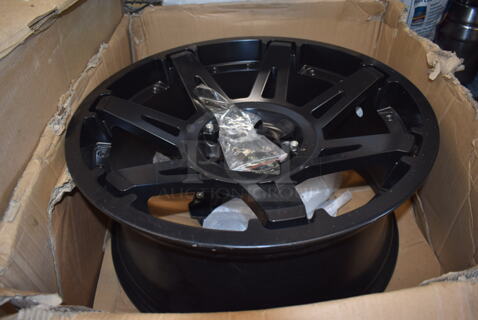 4 IN ORIGINAL BOX! Metal Black Rims. 21.5x10x21.5. 4 Times Your Bid!