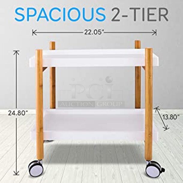 BRAND NEW SCRATCH AND DENT! SereneLife SLSRVCRT400 Rolling Home Bar Serving Cart on Casters - Image 1 of 5