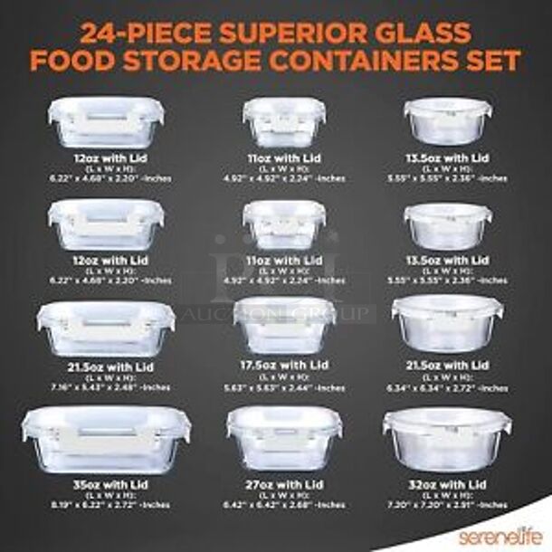 BRAND NEW SCRATCH AND DENT! NutriChef NCGLWHT Glass Container Set