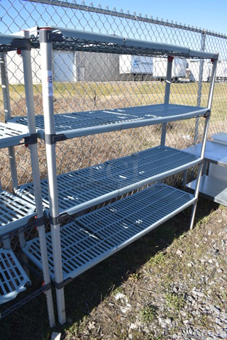 Metro Max Poly and Metal 4 Tier Wire Shelving Unit. BUYER MUST DISMANTLE. PCI CANNOT DISMANTLE FOR SHIPPING. PLEASE CONSIDER FREIGHT CHARGES. 60x18x63
