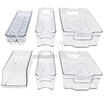 2 BRAND NEW SCRATCH AND DENT! Boxes of Sorbus FR-6SET 6 Piece Refrigerator and Freezer Organizer Bins. 2 Times Your Bid!