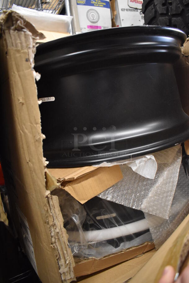4 IN ORIGINAL BOX! Metal Black Rims. 21.5x10x21.5. 4 Times Your Bid! - Image 6 of 8