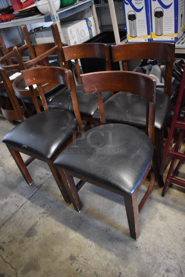 6 Wooden Dining Chairs w/ Black Seat Cushion. Stock Picture - Cosmetic Condition May Vary. 18x18x31. 6 Times Your Bid!  - Image 2 of 5