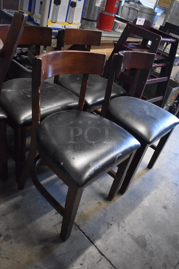 6 Wooden Dining Chairs w/ Black Seat Cushion. Stock Picture - Cosmetic Condition May Vary. 18x18x31. 6 Times Your Bid!  - Image 3 of 5