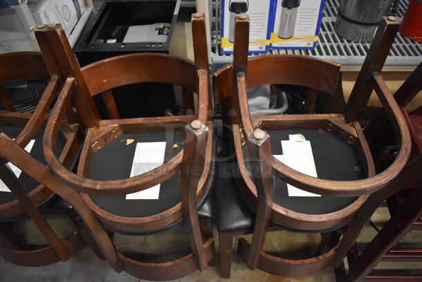 6 Wooden Dining Chairs w/ Black Seat Cushion. Stock Picture - Cosmetic Condition May Vary. 18x18x31. 6 Times Your Bid!  - Image 4 of 5