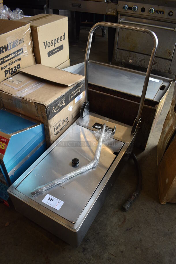 BRAND NEW! Fryclone 259FLTRM50 Stainless Steel Commercial 50 lb. Low Profile Portable Fryer Oil Filter Machine with Pump on Commercial Casters. 120 Volts, 1 Phase. 17x33x37. Tested and Working! - Image 2 of 8