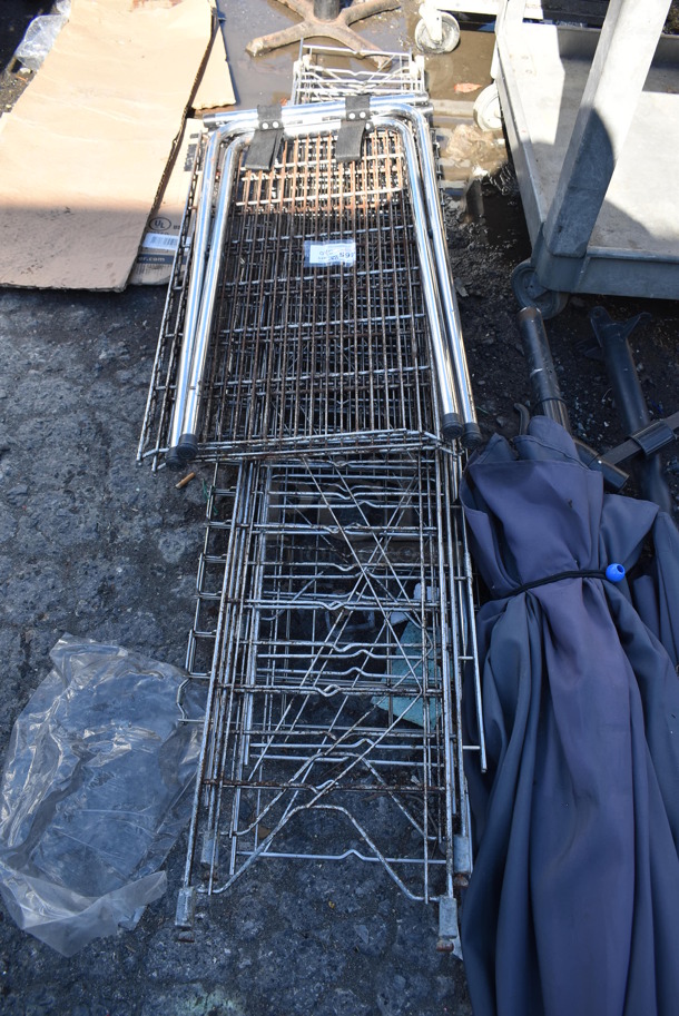 ALL ONE MONEY! Lot of Various Metal Items Including Tray Stand and Wire Shelves - Image 1 of 4