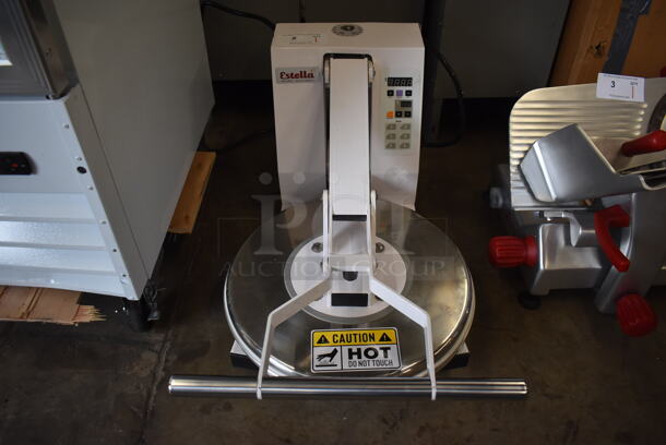 BRAND NEW SCRATCH AND DENT! Estella 348DPC18T Metal Commercial Countertop 18" Dual-Heat Manual Clamshell Pizza / Tortilla Dough Press. Top Knob Is Broken. 240 Volts. 18.5x31x16.5 - Image 2 of 11