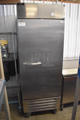 Beverage Air HBF27-1 Horizon Series Stainless Steel Commercial Single Door Reach In Freezer w/ Poly Coated Racks on Commercial Casters. 115 Volts, 1 Phase. 30x32x84. Tested and Working!