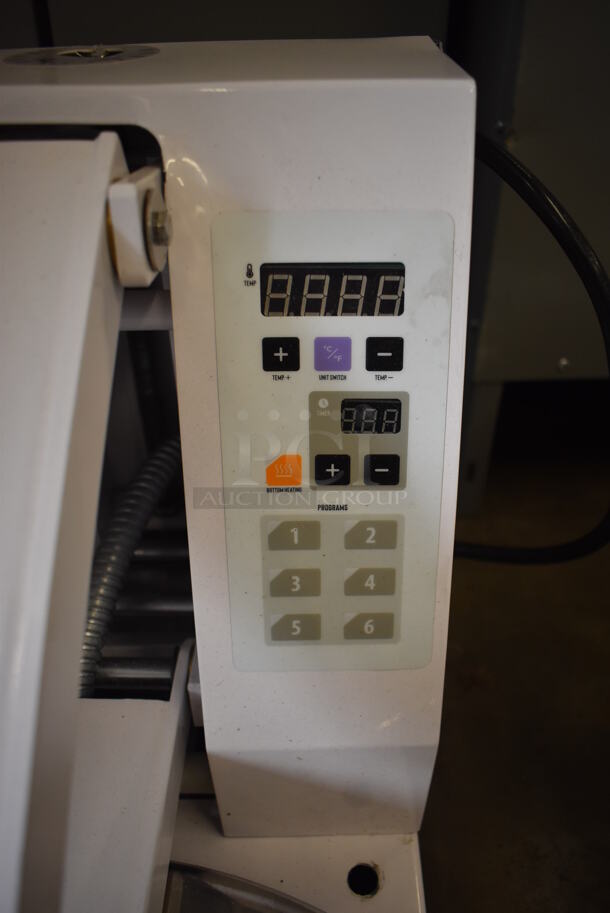 BRAND NEW SCRATCH AND DENT! Estella 348DPC18T Metal Commercial Countertop 18" Dual-Heat Manual Clamshell Pizza / Tortilla Dough Press. Top Knob Is Broken. 240 Volts. 18.5x31x16.5 - Image 6 of 11