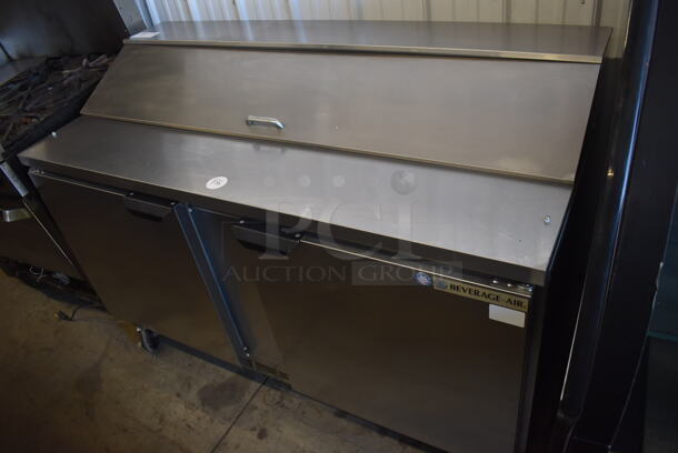 Beverage Air SPE60-16 Stainless Steel Commercial Sandwich Salad Prep Table Bain Marie Mega Top on Commercial Casters. 115 Volts, 1 Phase. 60x29x44. Tested and Powers On But Does Not Get Cold - Image 3 of 9