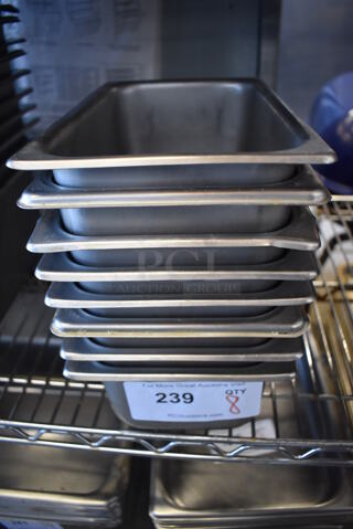8 Stainless Steel 1/4 Size Drop In Bins. 1/4x4. 8 Times Your Bid!
