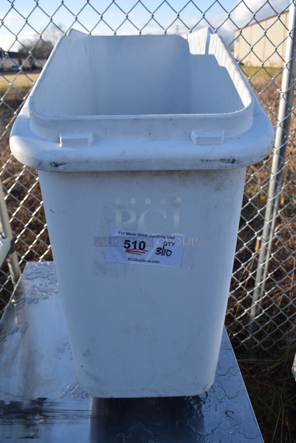 White Poly Ingredient Bin on Commercial Casters. 13x29x29