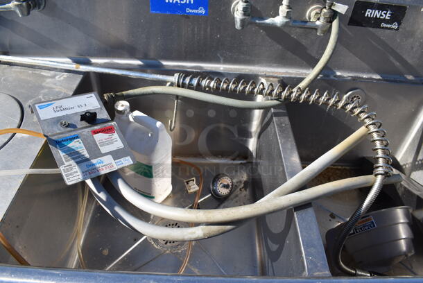 Stainless Steel Commercial 3 Bay Sink w/ Dual Drain Boards, 2 Faucets, 3 Handle Sets. 102x30x41. Bays 20x24x12. Drain Boards 19x26x1 - Image 10 of 12