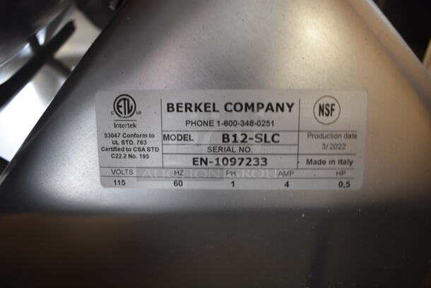 BRAND NEW SCRATCH AND DENT! 2022 Berkel B12-SLC Stainless Steel Commercial Countertop Medium-Duty Gravity Feed Manual Meat Slicer w/ Blade Sharpener. Back Knob Is Broken. 115 Volts, 1 Phase. 23x24x21. Tested and Working! - Image 7 of 11