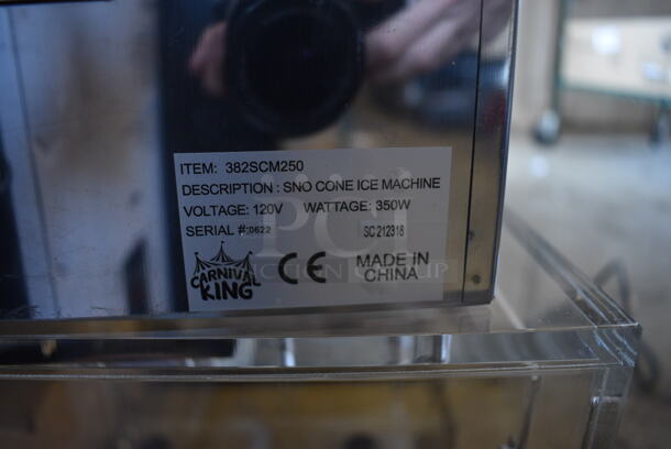BRAND NEW IN BOX! Carnival King 382SCM250 Stainless Steel Commercial Countertop Sno Cone Ice Machine. 120 Volts, 1 Phase. 17x13x23. Tested and Working! - Image 7 of 9