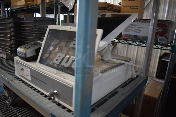 ALL ONE MONEY! Lot of Clover POS System; Clover C500 13" POS Monitor, Clover WF1008 Monitor, Clover P550 Receipt Printer, First Data FD130 Credit Card Reader and Metal Cash Drawer - Image 3 of 9