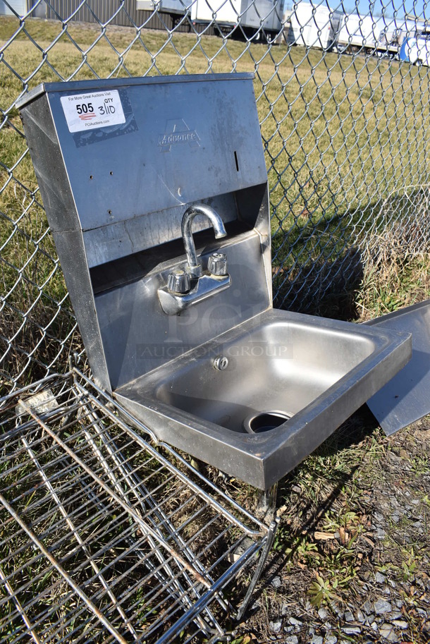 Advance Tabco Stainless Steel Single Bay Wall Mount Sink w/ Faucet and Handles. 17x16x32 - Image 3 of 6