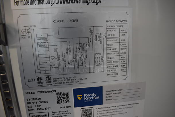 BRAND NEW SCRATCH AND DENT! Avantco 178GCD40HCW Metal Commercial 2 Door Reach In Cooler Merchandiser w/ Poly Coated Racks and LED Lighting on Commercial Casters. Right Door Is Missing 1 Pane of Glass. 115 Volts, 1 Phase. 48x27x85. Tested and Working! - Image 4 of 9