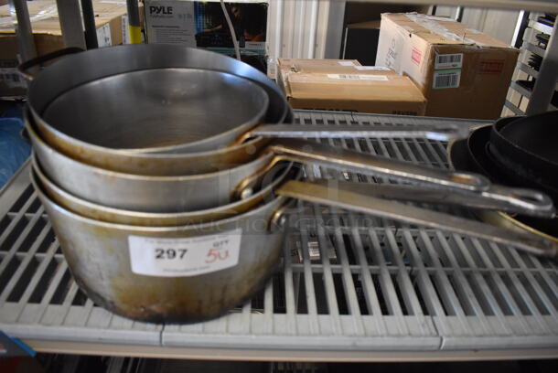 5 Various Metal Sauce Pots. Includes 16x9x4. 5 Times Your Bid! - Image 1 of 4