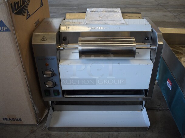 LIKE NEW! AvaToast 184BT18A Stainless Steel Commercial Countertop Vertical Contact Conveyor Bun Toaster. Unit Has Only Been Used a Few Times! 120 Volts, 1 Phase. 25x19x21. Tested and Working! - Image 1 of 8