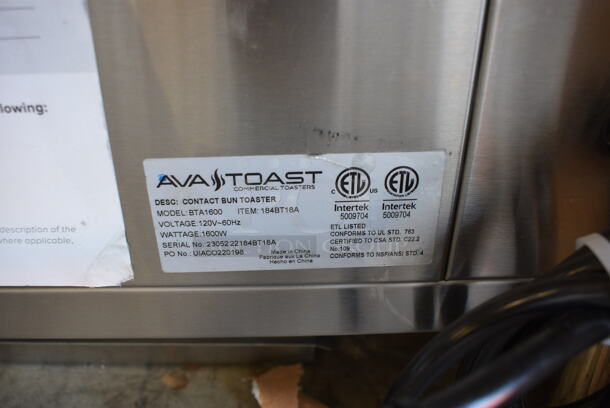 LIKE NEW! AvaToast 184BT18A Stainless Steel Commercial Countertop Vertical Contact Conveyor Bun Toaster. Unit Has Only Been Used a Few Times! 120 Volts, 1 Phase. 25x19x21. Tested and Working! - Image 8 of 8