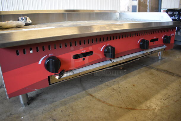 BRAND NEW! 2021 Avantco Chef Series 177CAG48MG Stainless Steel Commercial Countertop 48" Natural Gas Powered Flat Top Griddle. 120,000 BTU. 48x30x18. Tested and Working! - Image 2 of 7