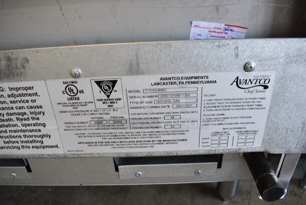 BRAND NEW! 2021 Avantco Chef Series 177CAG48MG Stainless Steel Commercial Countertop 48" Natural Gas Powered Flat Top Griddle. 120,000 BTU. 48x30x18. Tested and Working! - Image 6 of 7