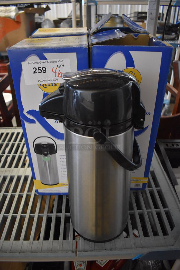 4 IN ORIGINAL BOX! Qualite Stainless Steel Air Pots. 6x8x17. 4 Times Your Bid! - Image 1 of 8